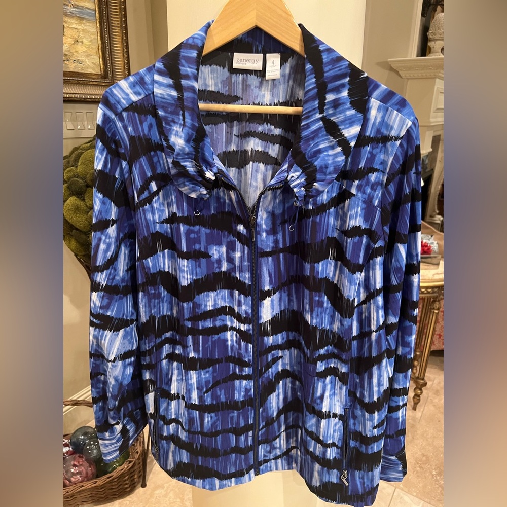 Blue With Black Tiger Stripes Windbreaker